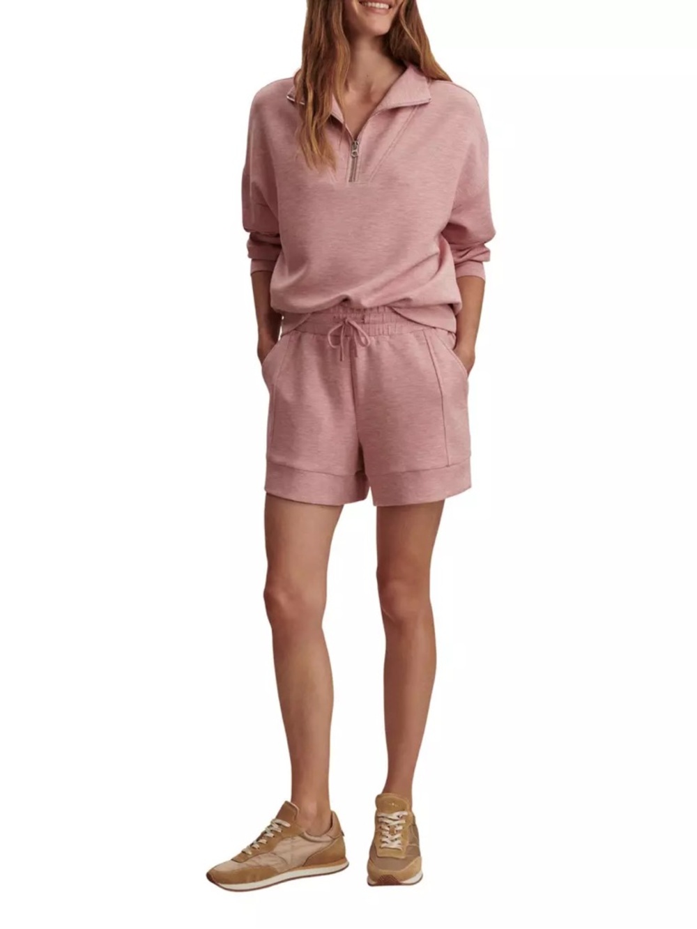 Varley | Hawley Sweat 1/2 Zip Pullover | Large | Rose Marl - Picture 7 of 13